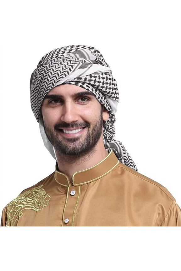 Men Arab Shemagh Kaffiyeh Headscarf Muslim Hijab Headband Dubai Turban Cap Shawl Headwrap Middle East Arafat Scarf