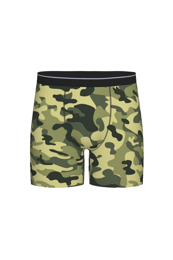 Men Army Camouflage Pattern Boxer Briefs Novelty Boxer Shorts Underwear No Fly