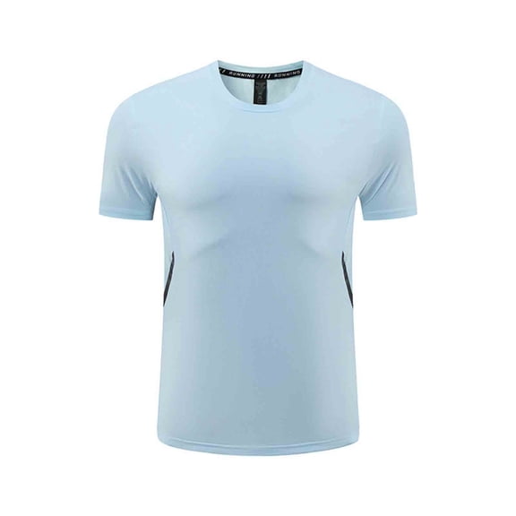 Men Athletic Gym T Shirts Summer Running Crewneck Short Sleeve Tees Casual Basic Quickly Dry Blouses Loose Comfy Solid Color Tops
