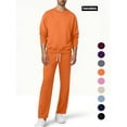 thumbnail image 1 of Men Athletic Outfit Sets Men's Fleece 2-Piece Crew Sweatshirt and Open Bottom Sweatpants with Pocket Set(Orange, L), 1 of 10