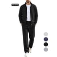 thumbnail image 1 of Men Athletic Outfit Sets Men's Tracksuits 2 Pieces Set Long Sleeve Causal Full Zip Hiking Jogging Gym Sports Sweatsuit for Men 2 Piece Outfits(Black, XL), 1 of 6