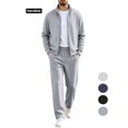 thumbnail image 1 of Men Athletic Outfit Sets Men's Tracksuits 2 Pieces Set Long Sleeve Causal Full Zip Hiking Jogging Gym Sports Sweatsuit for Men 2 Piece Outfits(Gray, L), 1 of 8