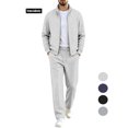 thumbnail image 1 of Men Athletic Outfit Sets Men's Tracksuits 2 Pieces Set Long Sleeve Causal Full Zip Hiking Jogging Gym Sports Sweatsuit for Men 2 Piece Outfits(White, L), 1 of 6