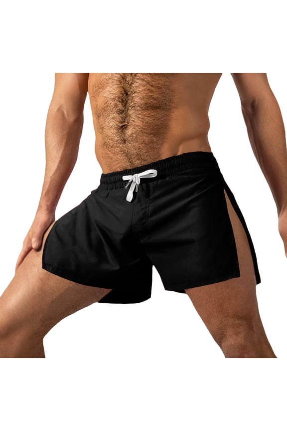 Men Athletic Shorts Gym Workout 4 Inch Elastic Adjustable Side Split Running Quick Dry Training Summer