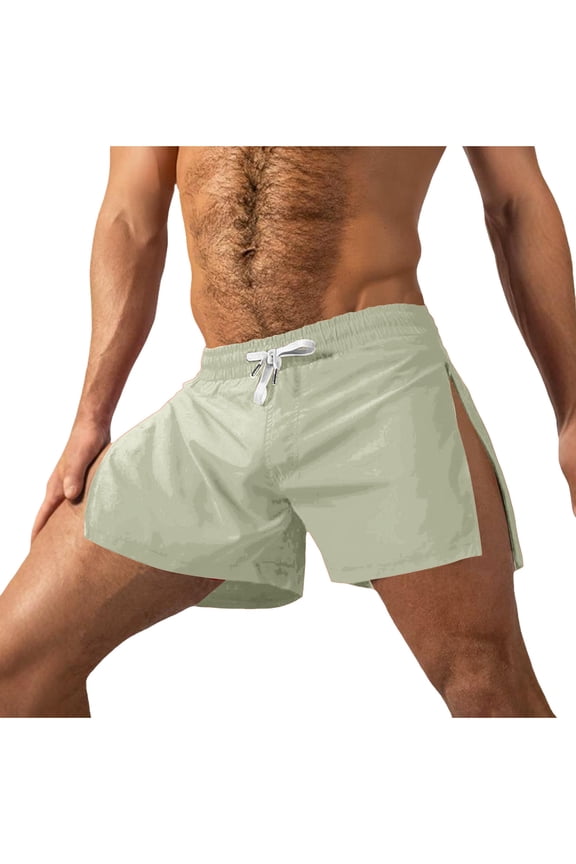 Men Athletic Shorts Gym Workout 4 Inch Elastic Adjustable Side Split Running Quick Dry Training Summer