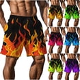 thumbnail image 1 of Men Athletic Shorts Men's Shorts Casual Men's Casual Homewear Flame Printing Funny Printed Trousers Beach Sports Shorts Fast-Drying Trousers Mint Green S, 1 of 9