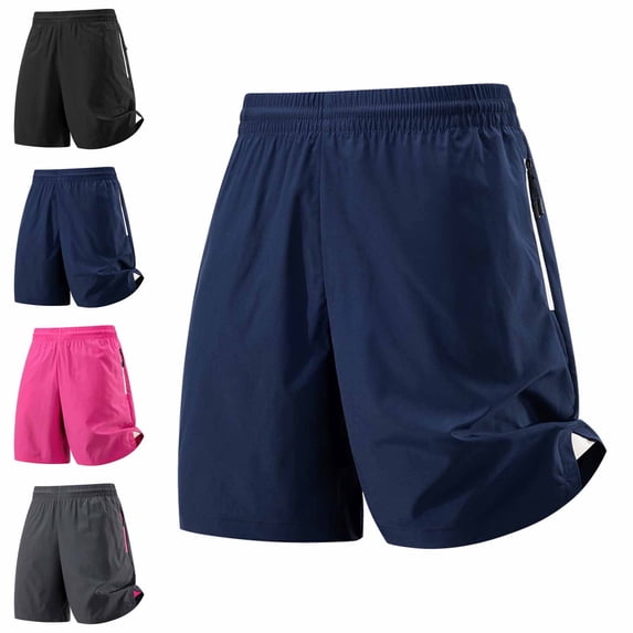 Men Athletic Shorts Quick Dry Men's Shorts Lightweight Mesh Gym Shorts with Zipper Pockets