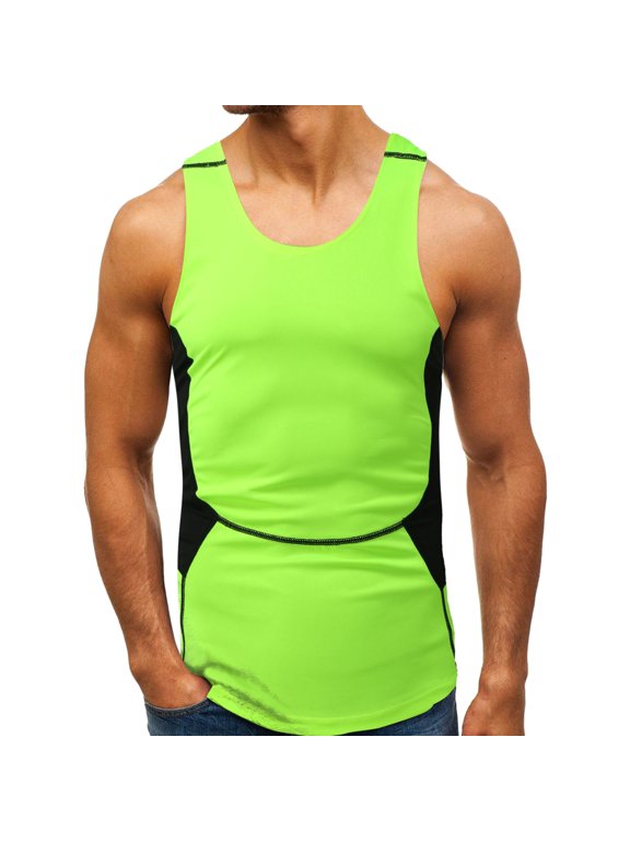 Men Athletic Sleeveless Training Tee Summer Workout Muscle Shirt Compression Fit Bodybuilding Vest Sports Singlet Gym Stringer Top