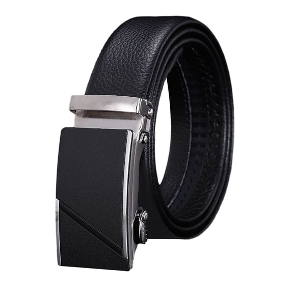 Men Autumatic Belt Business Formal Belt Smooth Faux Leather Alloy Buckle Anti-break Great Durability Anti-slip Men Meeting Commute Suit Pants Belt