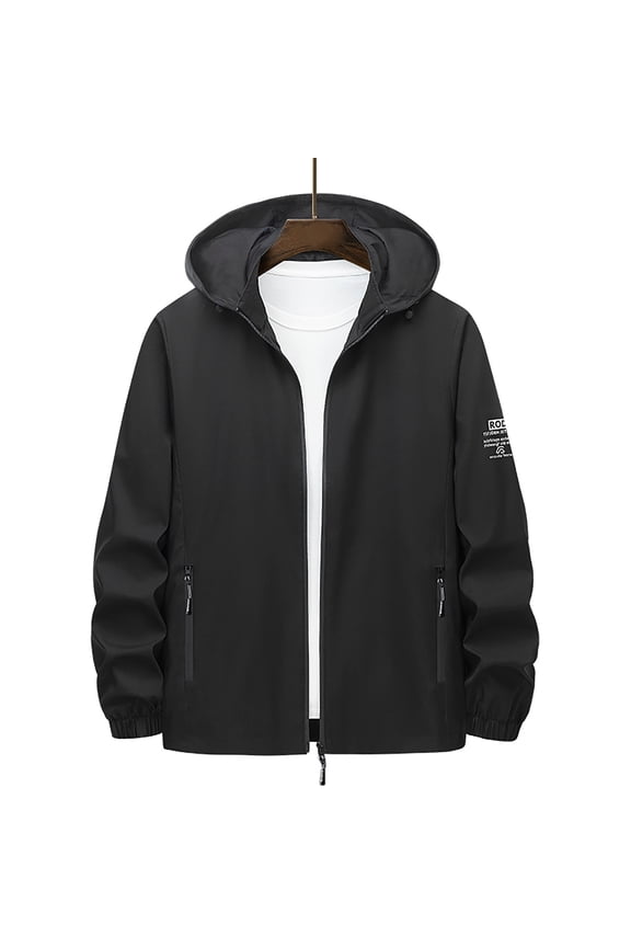 Men Autumn And Winter Casual Hooded Solid Simple Sports Zipper Coat Pocket Baseball Clothes Flying Jacket