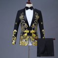 thumbnail image 1 of Men Autumn Wedding Party Three Pieces Jacket Trousers Set Large Size Male Blazer Coat Pants Vest Fashion Slim Fit Suit, 1 of 10