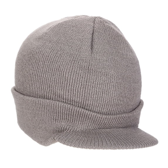 Men Autumn Winter Solid Color Knitting Baseball Hat Extended Brim Thickened Warm Skiing Hat Fashion Accessories