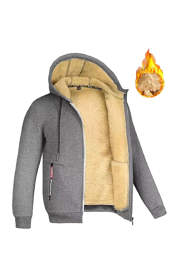 Men Autumn and Winter Warm Jacket Fashion Casual Solid Color Long Sleeve Pocket Hooded Cotton Coat Top Modern Fashion Lightweight Comfortable and Fashionable for Work Casual or Daily Wears