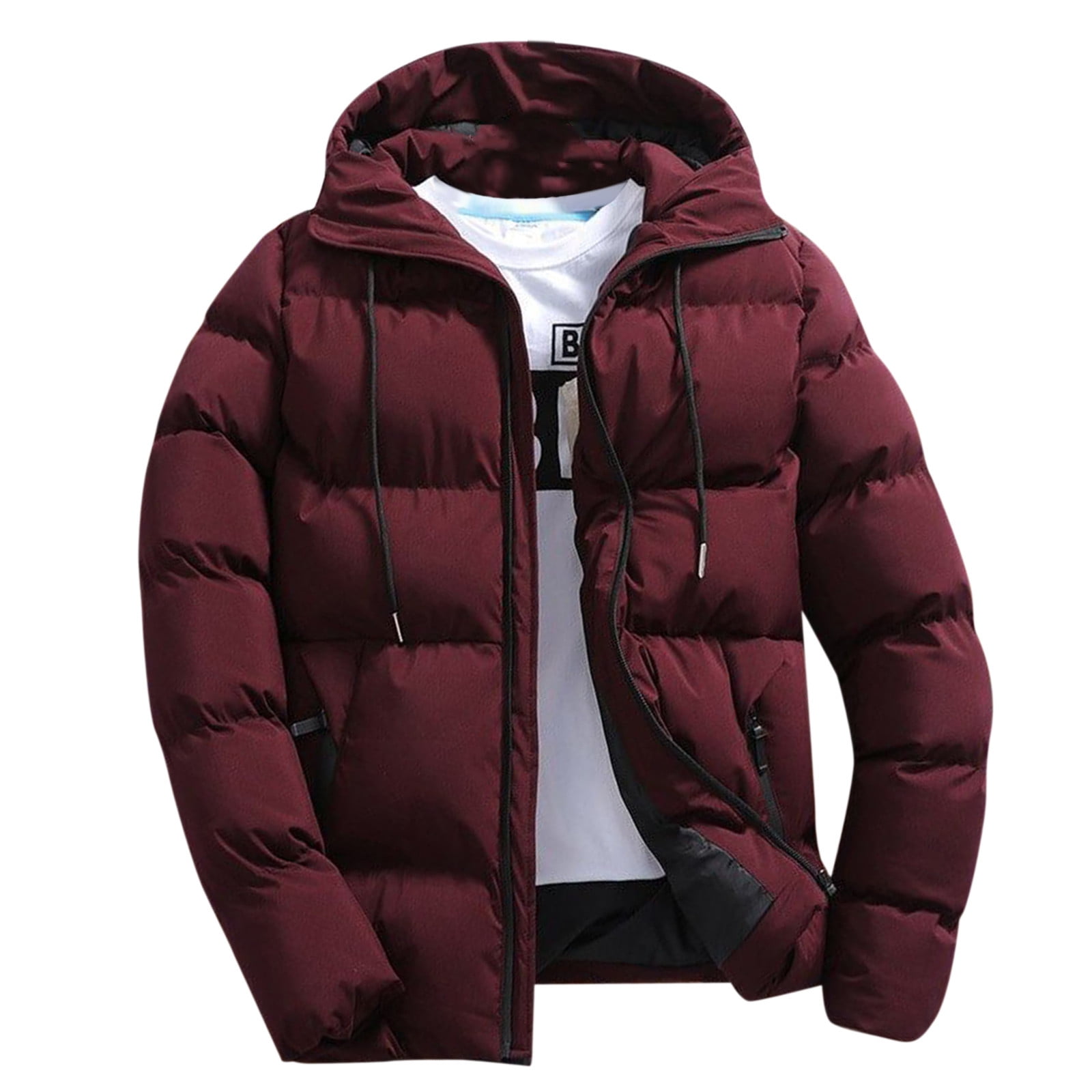 Men Autumn and Winter Two Way Zipper Down Coats Solid Zipper Men Autumn and Winter Two Way Zipper Down Coats Solid Zipper