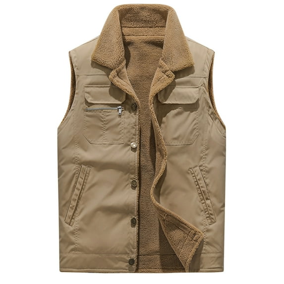 Men Autumn and Winter Solid Pocket Sleeveless Top Jacket Coats Vest Blouse