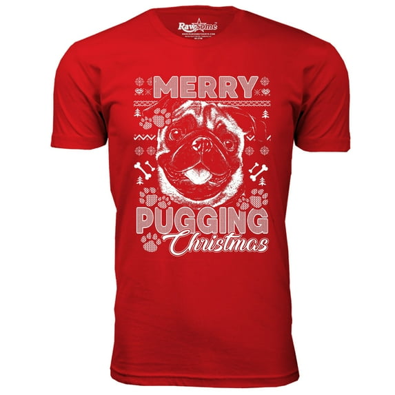 Men Awesome Ugly Christmas Sweater T-Shirt - Merry Pugging Christmas