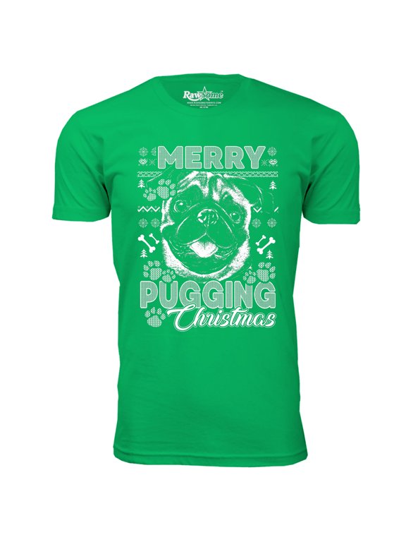 Men Awesome Ugly Christmas Sweater T-Shirt - Merry Pugging Christmas