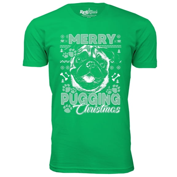 Men Awesome Ugly Christmas Sweater T-Shirt - Merry Pugging Christmas