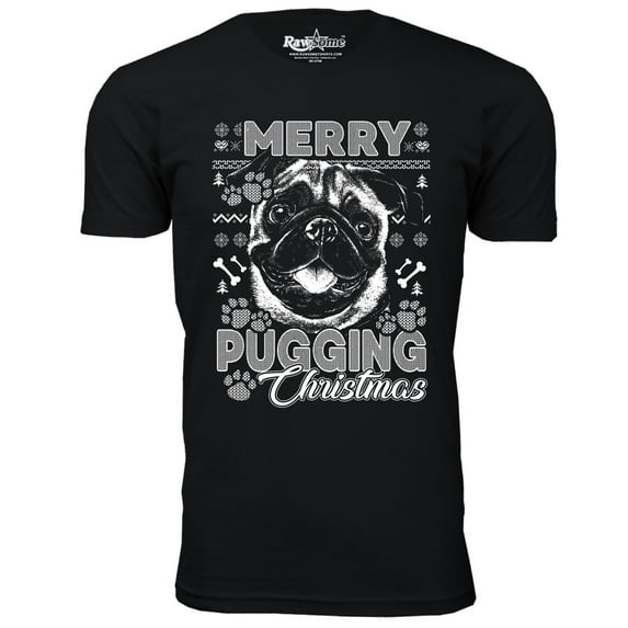 Men Awesome Ugly Christmas Sweater T-Shirt - Merry Pugging Christmas