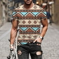 thumbnail image 1 of Men Aztec Tshirt Geometric Print Shirts Slim Fit Short Sleeve Tee Shirt Retro Round Neck T Shirt Casual Athletic Tees, 1 of 5