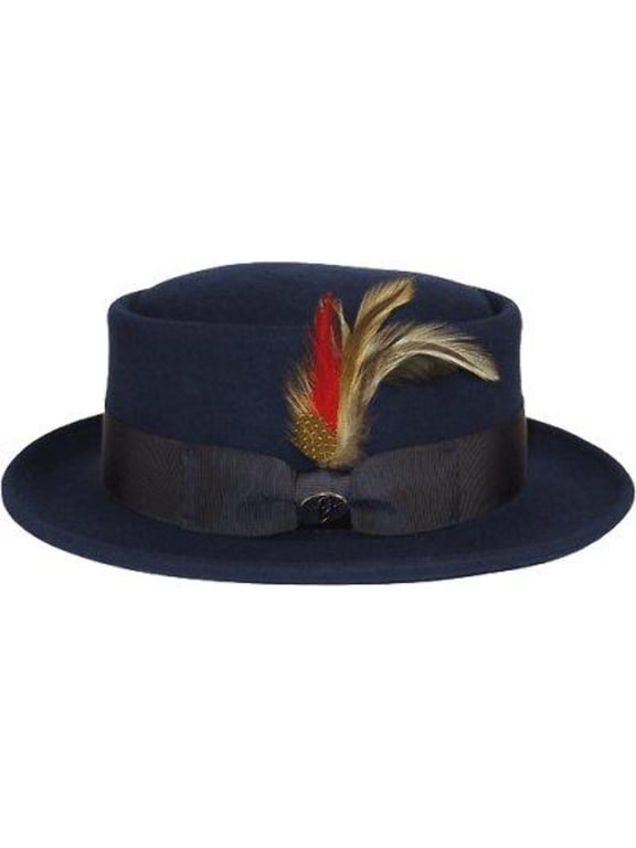 Men BENTLY HEADWEAR Hat Australian Lite Wool Pork Pie Jazz Maddox MD402 Navy