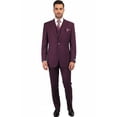 thumbnail image 1 of Men BERRAGAMO 3pc Suit Vested Plain front Pants Side Vents Formal A6732 Burgundy, 1 of 5
