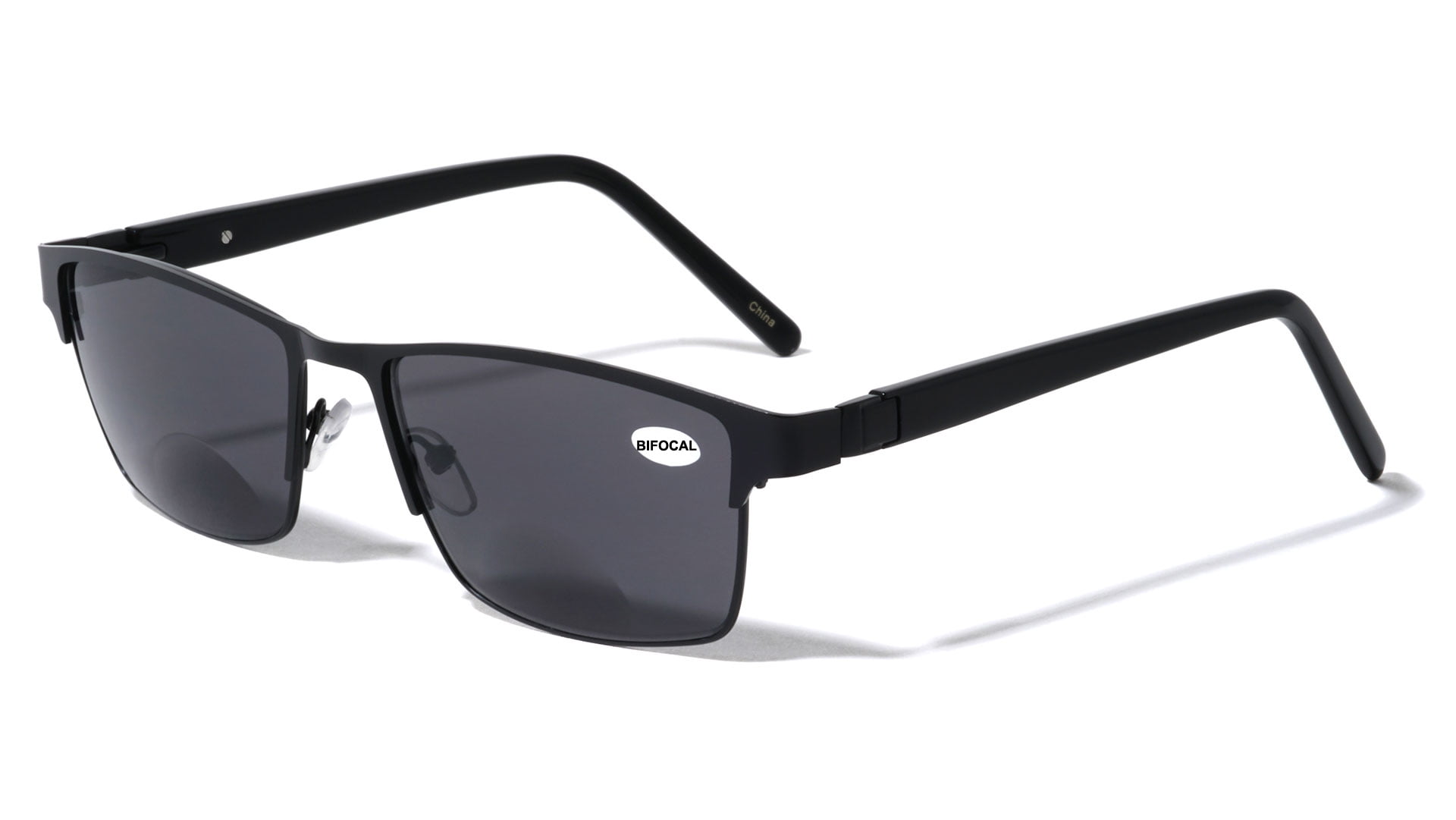Men BIFOCAL Premium Rectangle Metal with Plastic Temple Extra Large Reading Reader Sunglasses - 152mm Wide Frame 100%UV +2.00