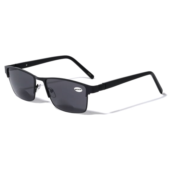 Men BIFOCAL Premium Rectangle Metal with Plastic Temple Extra Large Reading Reader Sunglasses - 152mm Wide Frame 100%UV +2.00