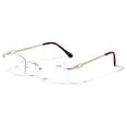thumbnail image 1 of Men BIFOCAL Rimless Metal Reading Glasses with Anti-Blue UV Coating - Modern Fashion Clear Lens Reader +1.50, 1 of 2