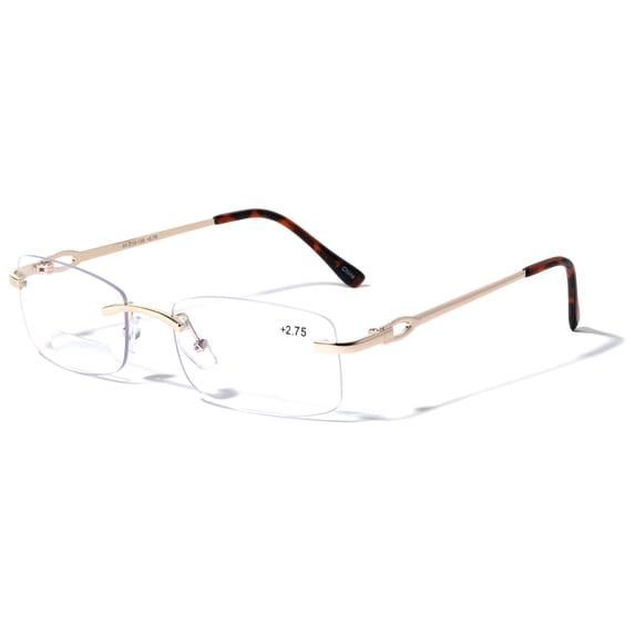 Men BIFOCAL Rimless Metal Reading Glasses with Anti-Blue UV Coating - Modern Fashion Clear Lens Reader +1.50