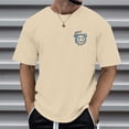 thumbnail image 1 of Men Back Typography Sayings Printed T-Shirt Crewneck Short Sleeve Casual Hop Pullover Tee Tops Beige, 1 of 7