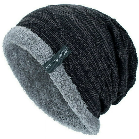 Men Baggy Beanie Knit Hat Winter Warm Fleece Wool Cap Slouchy Skull Ski Hat