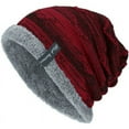 thumbnail image 1 of Men Baggy Beanie Knit Hat Winter Warm Fleece Wool Cap Slouchy Skull Ski Hat, 1 of 6