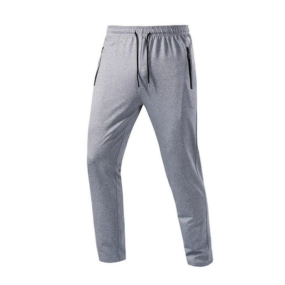 Men Baggy Casual Elastic Sweatpants Stretch Waist Straight Leg Jogger Outdoor Athletic Trousers with Zipper Pockets