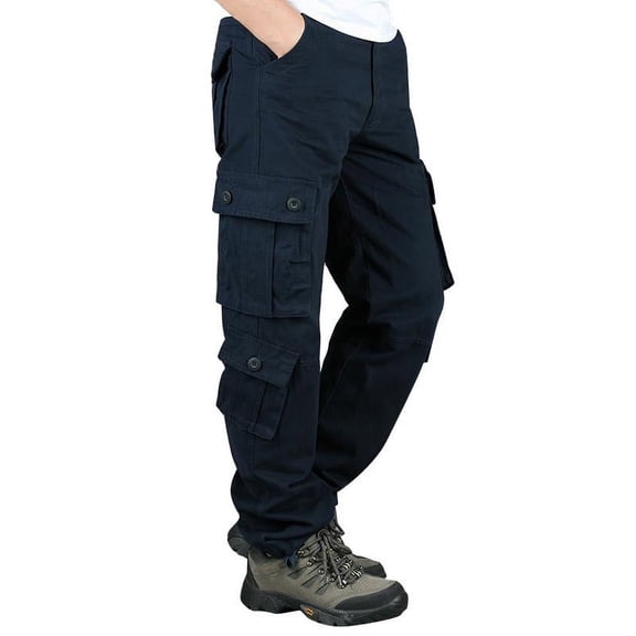 Men Baggy Casual Pants Waterproof Wear-Resistant Outdoor Hiking Running Trousers Straight Loose Button Pockets Cargo Pants Baggy Breathable Pants Casual Cargo Trousers Work Pants