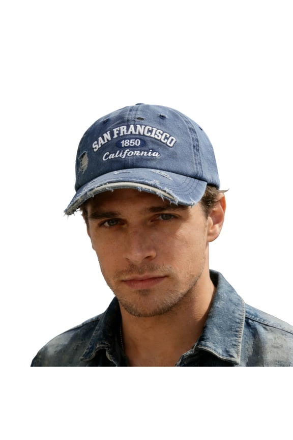 Men Baseball Cap Bulk Distressed Baseball Dad Hat Featuring 3D Embroidery And Patchwork San Style Adjustable Unstructured Cap For Men And Women