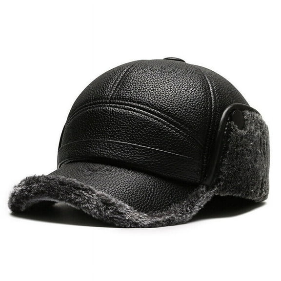 Men Baseball Caps With Ear flaps Cotton PU Warm Fall Winter Thick Hats