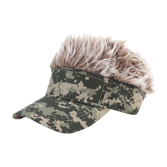 Men Baseball Hair Golf Hat Visor Hat Khaki + Coffee