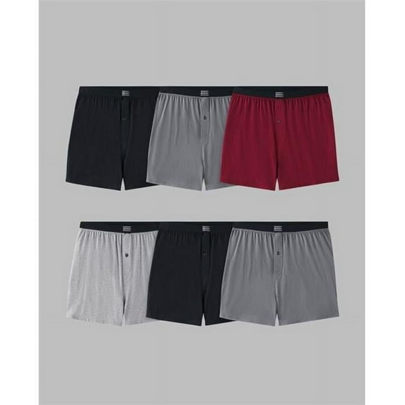 Men Basic Fit Knit Boxer, Assorted Color - Medium - Pack of 6