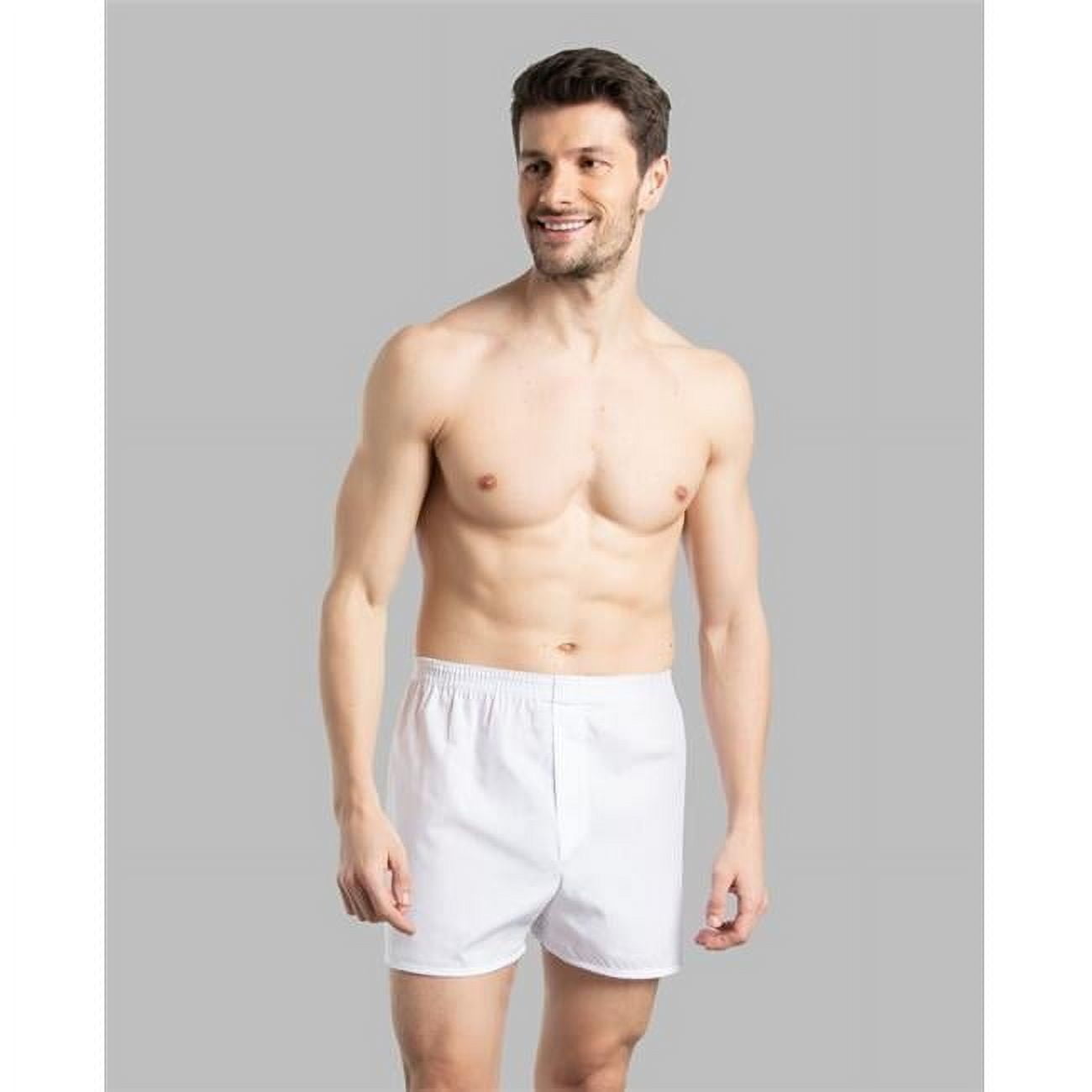 Fizzy Boxer Men Basic Relaxed Fit Woven Ice Boxer, White - Extra Large - Pack of 5 ...