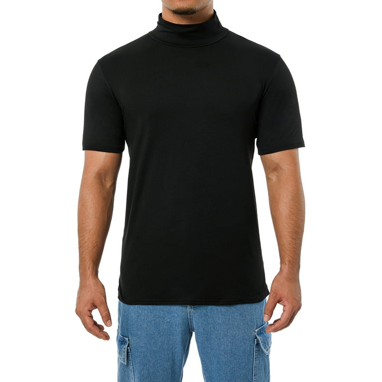Men Basic T-shirts Tight-fitting Fashion High Neck Solid Color