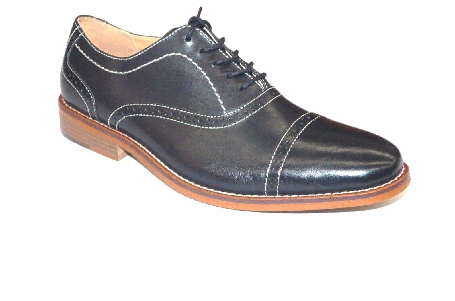 Men Bass Usa Leather Classic Dress shoe Cap toe Lace 7010134 Carnell