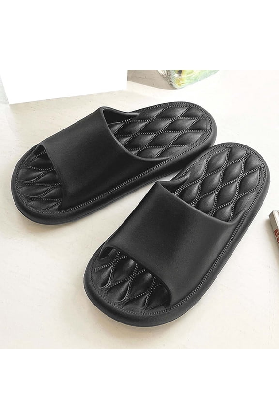 Men Bath Slippers Non-Slip Shower Slippers for Bathroom Casual Soft Bathroom Slipper For With Cushioned Sole Comfortable Leisure Slide For Home Use Black CN:37/US:6.5