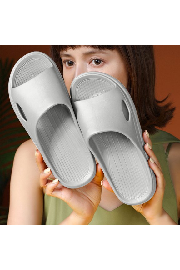 Men Bath Slippers Non- Shower Slippers For Bathroom Casual Soft Outdoor Super Slippers Bathing Couples Home Thick Soft Soled Non Men'S Slipper Grey CN:44-45/US:10.5