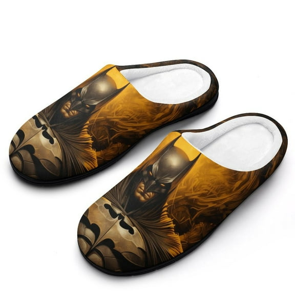 Men Batman Slippers Non-Slip Fuzzy House Slippers Warm Soft Plush Winter House Shoes Indoor Outdoor Slip-On Shoes