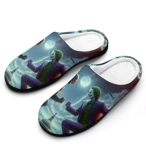 Men Batman Slippers Non-Slip Fuzzy House Slippers Warm Soft Plush Winter House Shoes Indoor Outdoor Slip-On Shoes