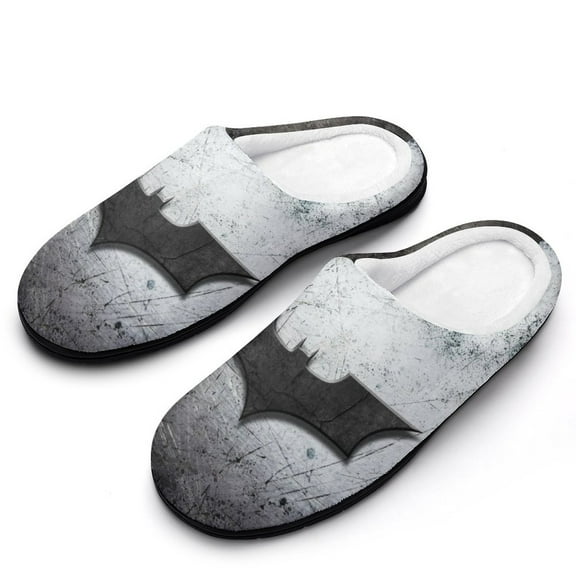 Men Batman Slippers Non-Slip Fuzzy House Slippers Warm Soft Plush Winter House Shoes Indoor Outdoor Slip-On Shoes
