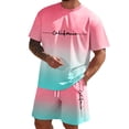 thumbnail image 1 of Men Beach Outfits Sets Swim Big & Tall Gradient Graphic Print Matching Set Fashion Summer Casual Matching Sets,Pink,L5, 1 of 5