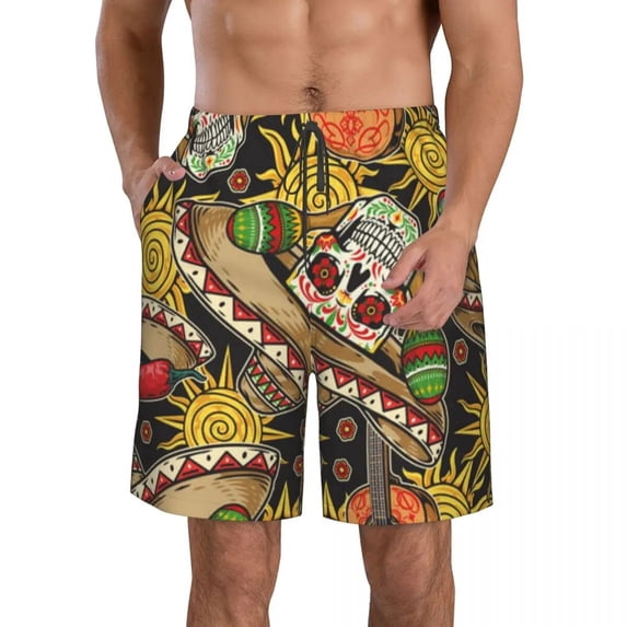 Men Beach Short Quick-drying Swimming Trunk Day Of Dead Swimwear Swimsuit Bathing Shorts