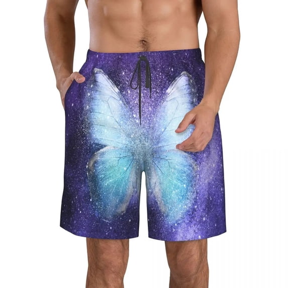 Men Beach Short Quick-drying Swimming Trunk Galaxy Stars Butterfly Swimwear Swimsuit Bathing Shorts
